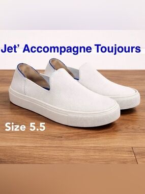 💙🤍🔥Jet’ Accompagne Toujours Slip-On Sneakers 35 (size 5-5.5) White Shoes